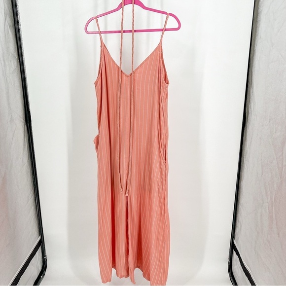 Glam Orange pinstriped jumpsuit wide leg - Picture 1 of 6